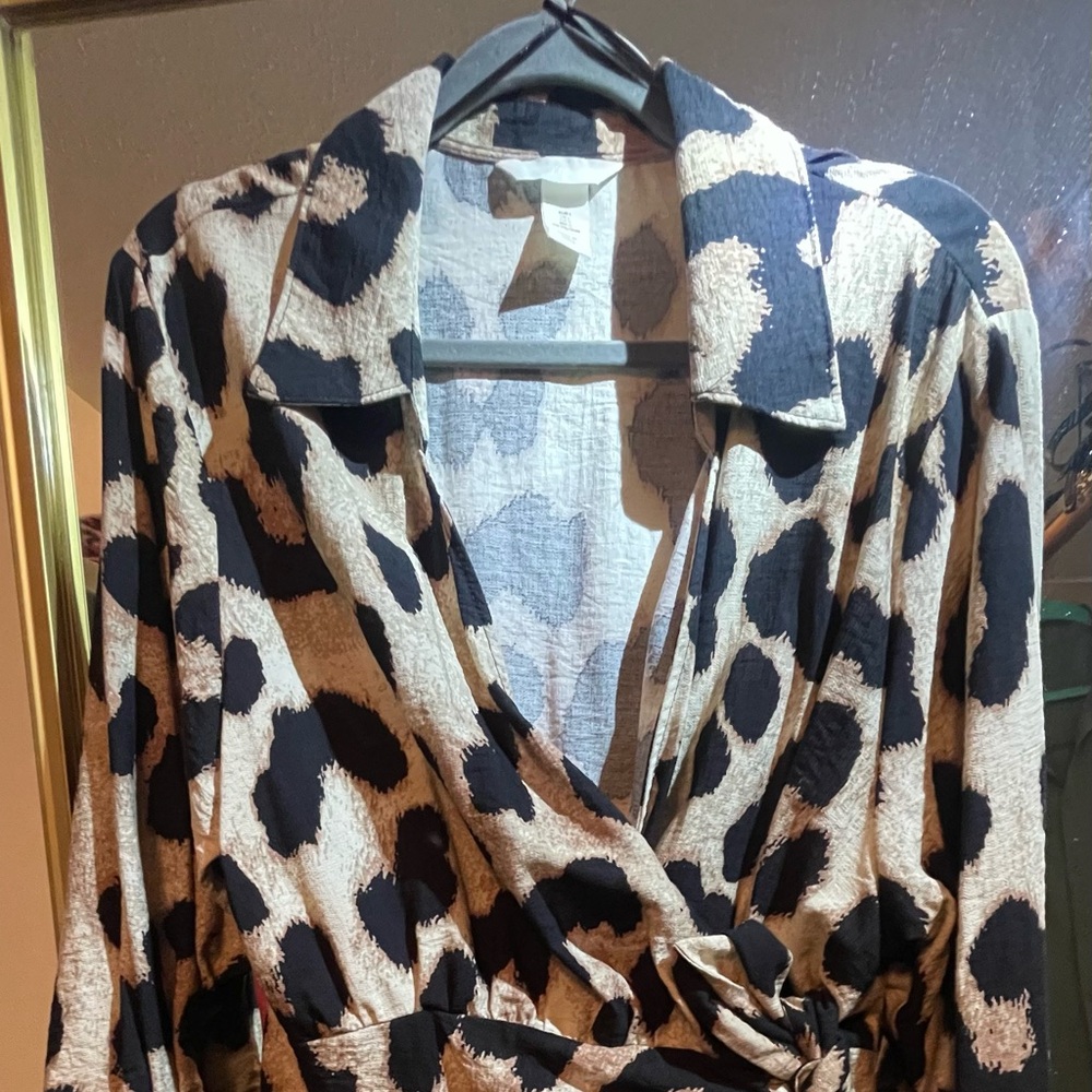 Leopard wrap mini dress